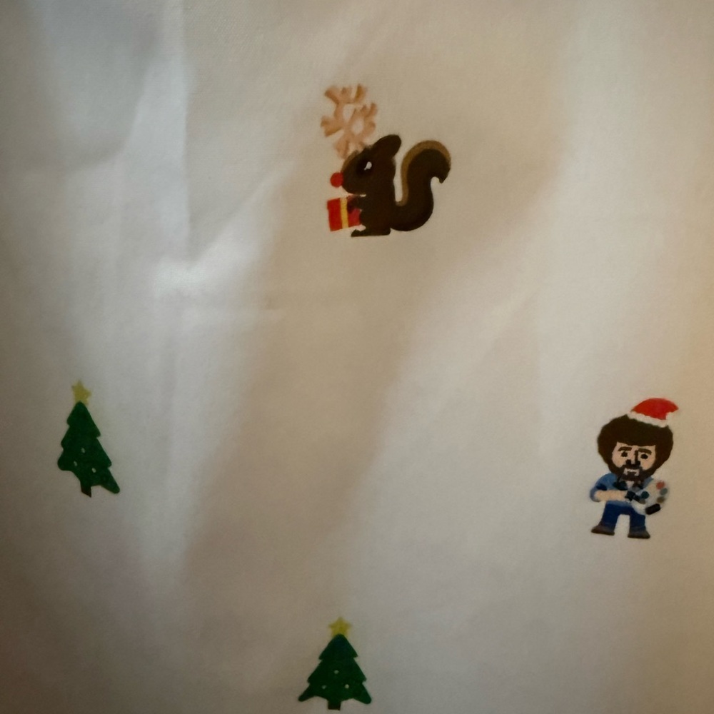 RSVLTS Bob Ross Christmas Shirt - White with Multicolor Accents - Picture 6 of 7
